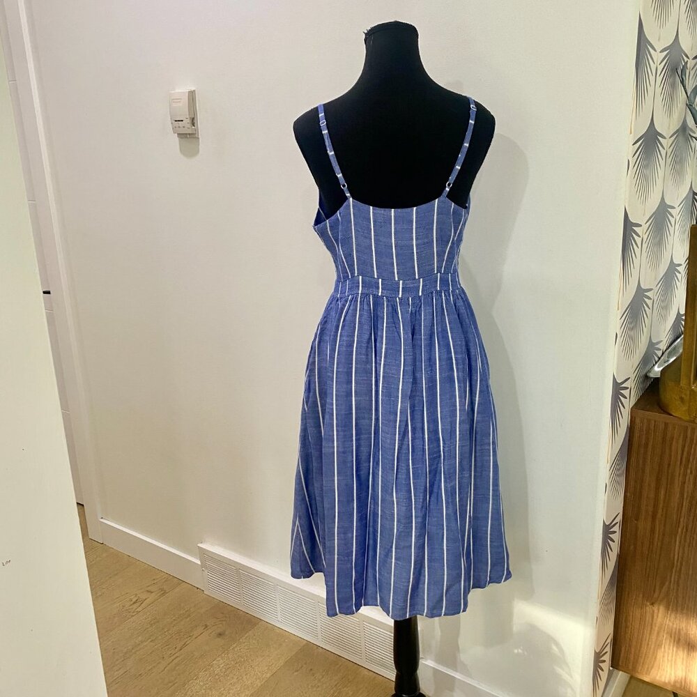 WOMEN’S TWIK BLUE & WHITE STRIPE MIDI DRESS - Picture 7 of 9